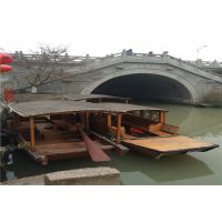 手工定制云南丽江5米单蓬客船，观光旅游木船，手划摇橹船餐饮客船