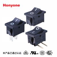 HONYONE 供应MR1小翘板开关，90度弯脚全黑船形开关，21*15船形开关