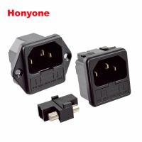 Honyone工厂直销S-03F卡式固定式二合一带单保险夹AC品字插座