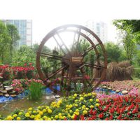 纯手工打造 实木水轮车 防腐木水轮车