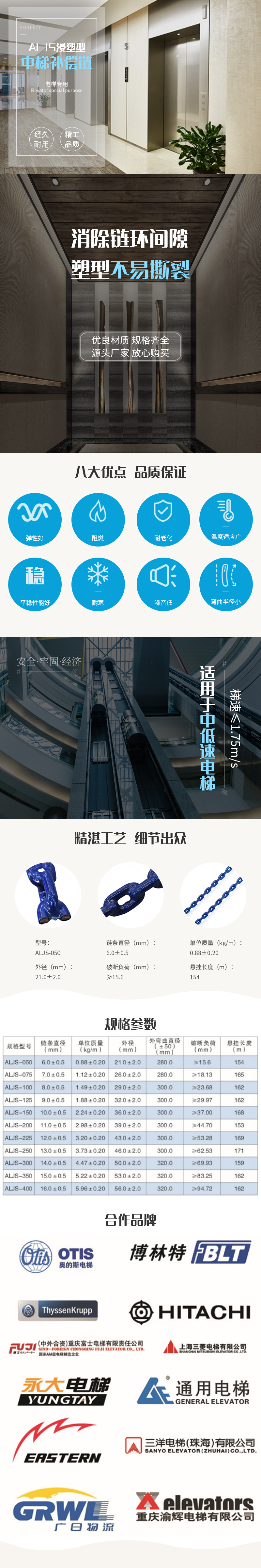 ALJS浸塑型电梯补偿链详情页
