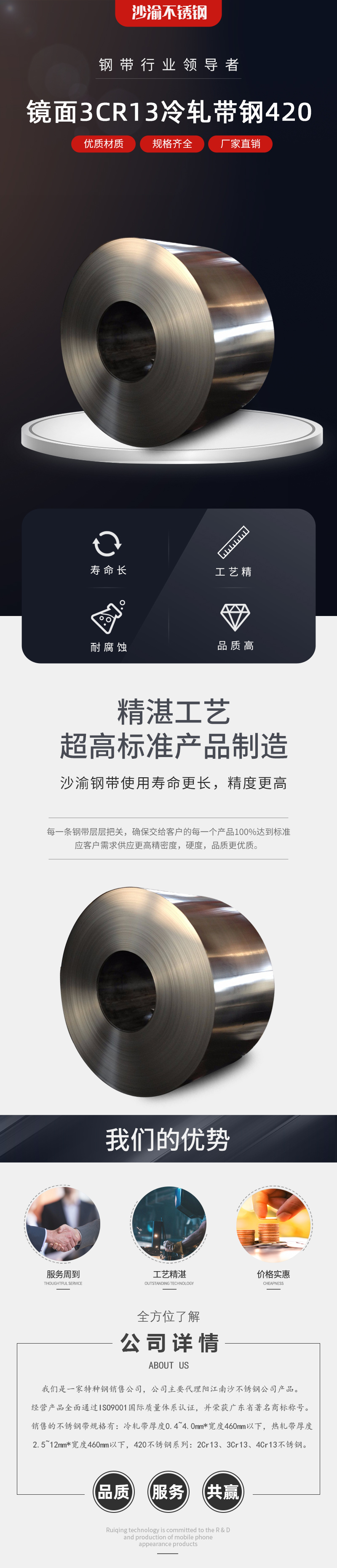 镜面3CR13冷轧带钢420