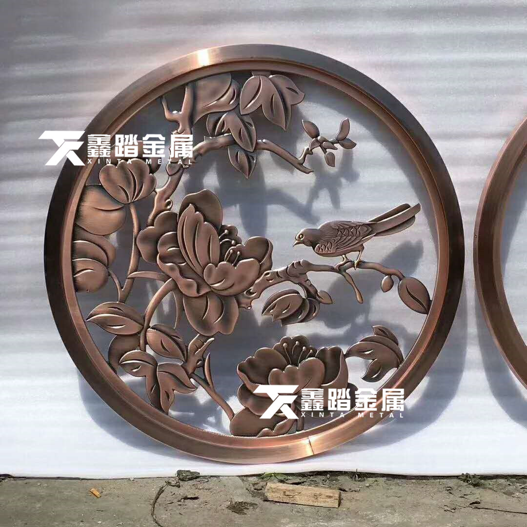 酒店别墅墙面装饰铝雕圆形壁画镂空浮雕壁画